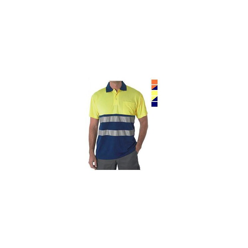 Reflectante polo bicolor M/Cr
