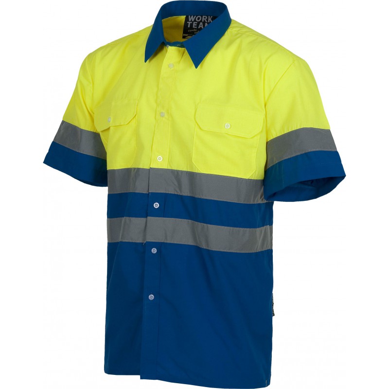 Reflectante camisa azul marino amarillo flúor M/C