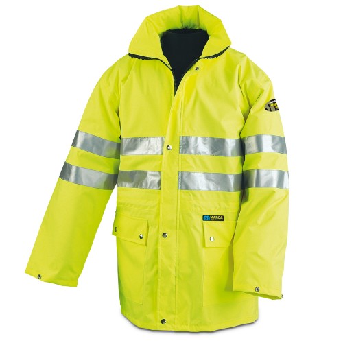 High visibility rain jacket yellow